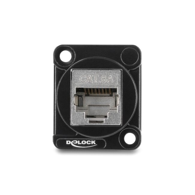 Delock D-Type Module RJ45 jack to jack 90° angled Cat.6A black / silver