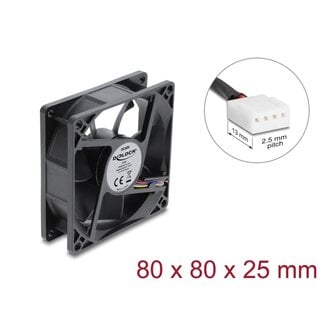 DeLOCK Delock Axial Fan 48 V DC, 80 x 80 x 25 mm with 4 pin PWM fan connector female black