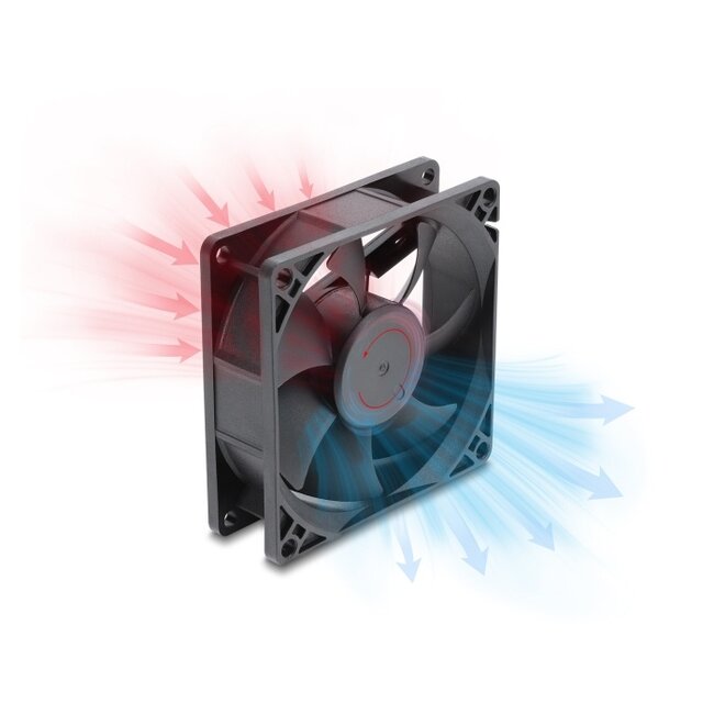 Delock Axial Fan 48 V DC, 80 x 80 x 25 mm with 4 pin PWM fan connector female black
