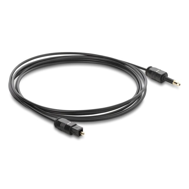 Delock TOSLINK Cable mini TOSLINK 3.5 mm male to TOSLINK female, Ø 2.2 mm, 2 m, black