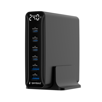 Gembird 6-poorts 240 W GaN USB-snellader, zwart