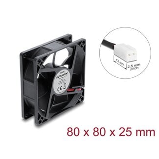 DeLOCK Delock Axial Fan 48 V DC, 80 x 80 x 25 mm with 2 pin fan connector female black