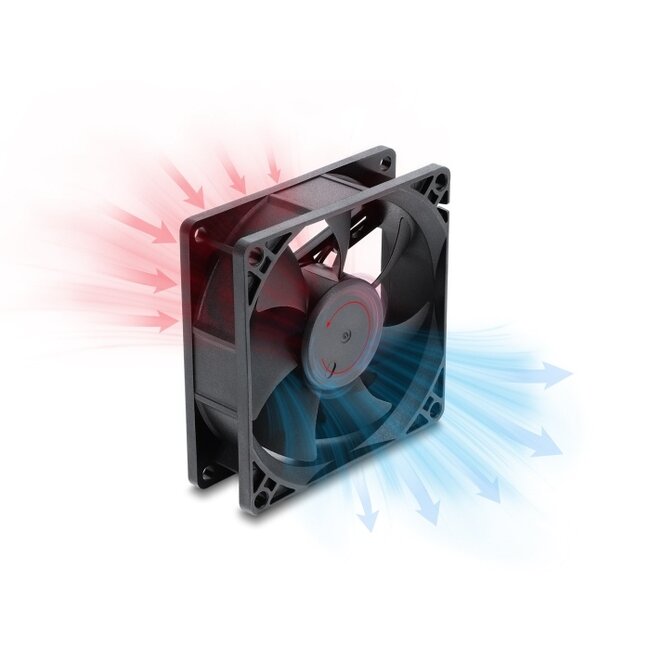 Delock Axial Fan 48 V DC, 80 x 80 x 25 mm with 2 pin fan connector female black