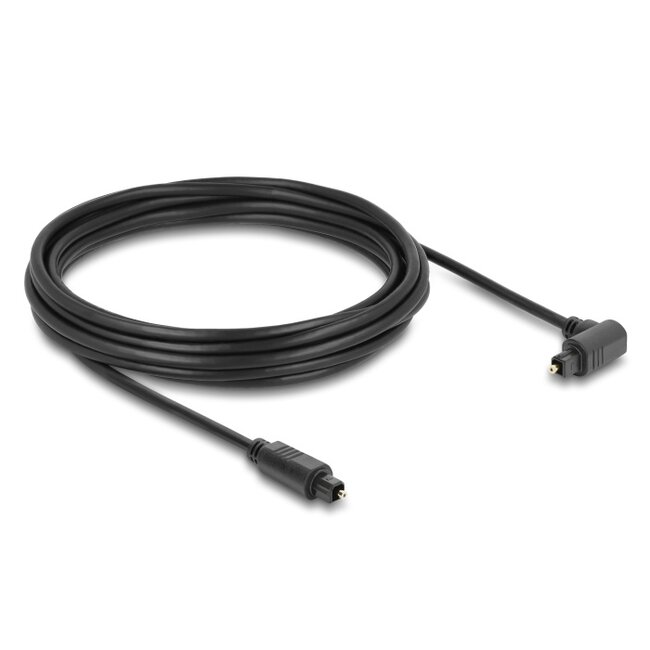 Delock TOSLINK cable 90° angled male to straight male, Ø 4 mm, 5 m, black
