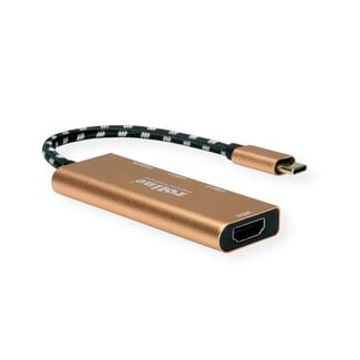 Roline Roline Gold USB-C - HDMI 4K 30Hz, USB-A en USB-C PD 60W | 0,10 meter