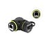 Delock Cable Connector RJ45 jack to RJ45 jack Cat.6 with M23 x 1.5 mm thread and protective cap 90° angled IP68 dust and waterproof black