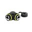 Delock Cable Connector RJ45 jack to RJ45 jack Cat.6 with M23 x 1.5 mm thread and protective cap 90° angled IP68 dust and waterproof black