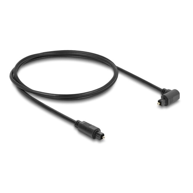 Delock TOSLINK cable 90° angled male to straight male, Ø 4 mm, 1 m, black