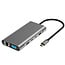 VALUE USB Type-C dockingstation, 2x HDMI (4K60 en 4K30), 1x DP 4K60, 1x VGA, 1x Gb Ethernet, 2x USB-C, 2x USB-A (3.2 Gen1 en USB 2.0), 1x Type-C PD