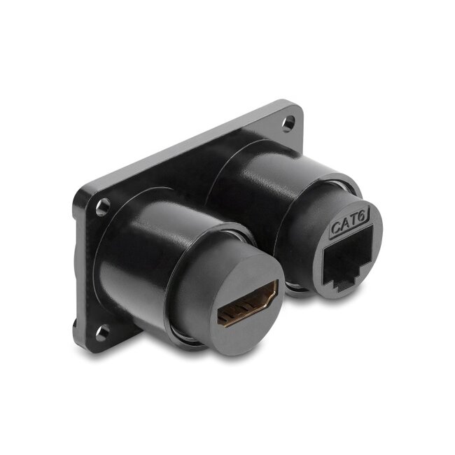 Delock Dual Built-in Socket RJ45 jack Cat.6 + HDMI female 4K black