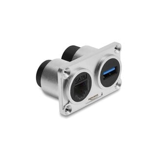 DeLOCK Delock Dual Built-in Socket USB 5 Gbps Type-A female + RJ45 jack Cat.6 silver