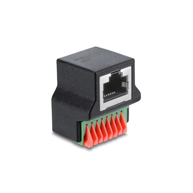 Delock RJ45 jack to Terminal Block with push button Adapter 90° angled