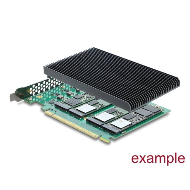 Delock PCI Express 5.0 x16 Card to 4 x internal NVMe M.2 Key M with heat sink - Bifurcation