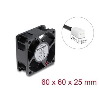 DeLOCK Delock Axial Fan 48 V DC, 60 x 60 x 25 mm with 2 pin fan connector female black