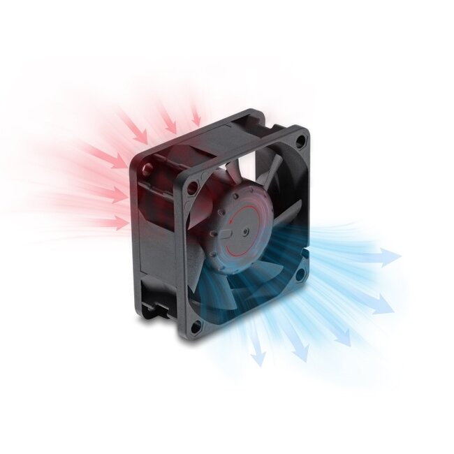 Delock Axial Fan 48 V DC, 60 x 60 x 25 mm with 2 pin fan connector female black
