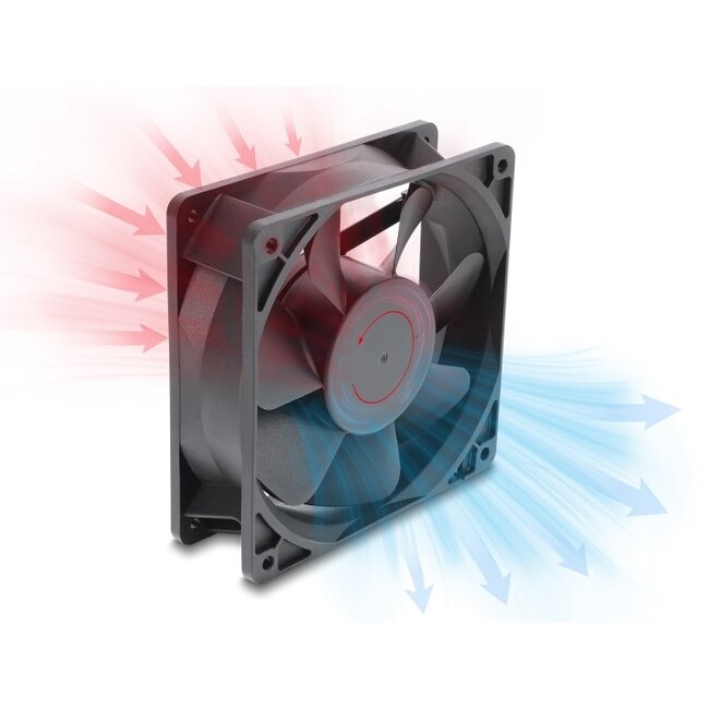 Delock Axial Fan 48 V DC, 120 x 120 x 38 mm with 2 pin fan connector female black