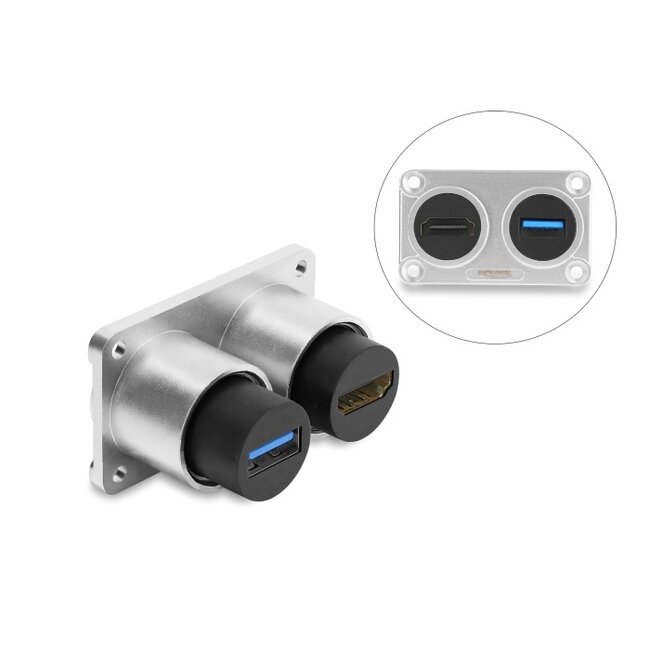 Delock Dual Built-in Socket USB 5 Gbps Type-A female + HDMI 4K female silver