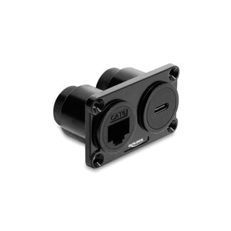 DeLOCK Delock Dual Built-in Socket USB 10 Gbps USB Type-C™ female PD 100 W female + RJ45 jack Cat.6 black