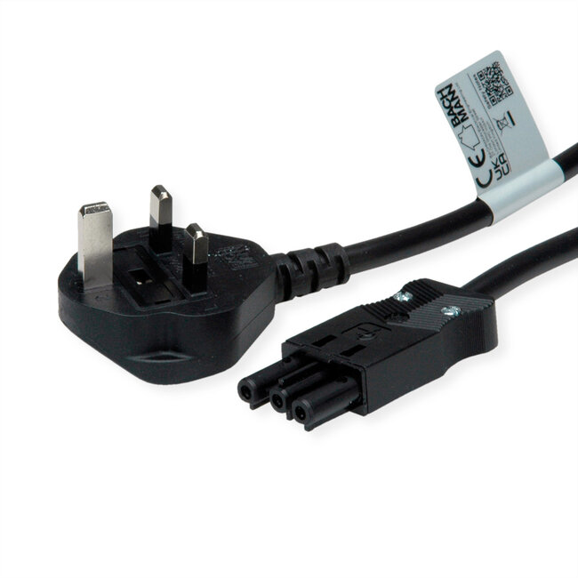 BACHMANN stroomkabel H05VV-F 3G 1,5 mm², UK-stekker 13A Installatiekoppeling, zwart, 4 m