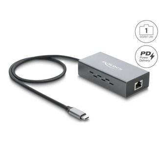 DeLOCK Delock USB Type-C™ Network Adapter Gigabit LAN 1 x RJ45 PoE with USB Power Delivery