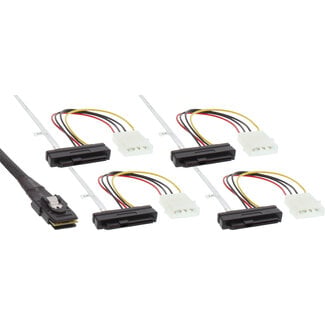 InLine InLine® SAS verbindingskabel, Mini-SAS SFF-8087 naar 4x SAS + voeding, 0,75m