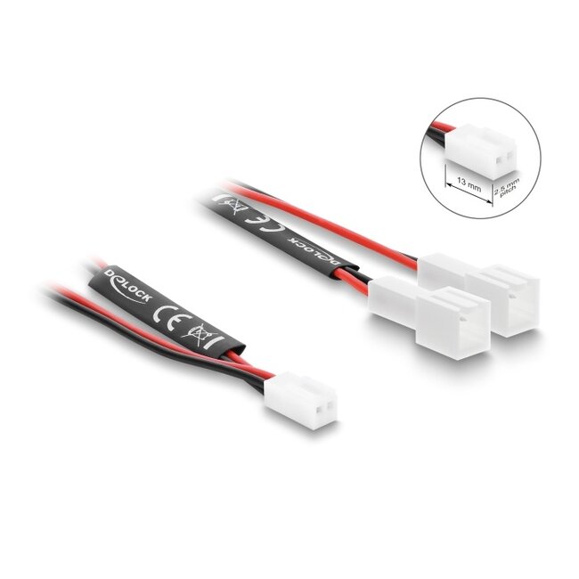 Delock Y-Fan Cable 1 x 2 pin female to 2 x 2 pin male with 10 cm