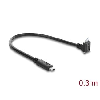 DeLOCK Delock USB 5 Gbps Cable USB Type-C™ male straight to USB Micro-B male with screw distance 18 mm 90° upwards angled 0.3 m black