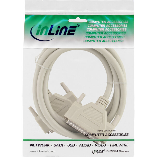 InLine® Seriële kabel, 37-pin male / male, gegoten, 1:1 bezet, 6m