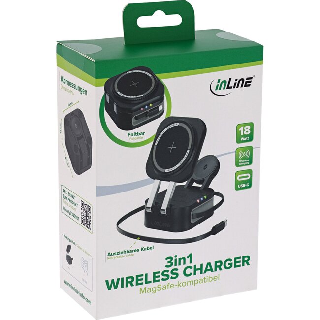 InLine  3-in-1 draadloze lader | MagSafe | 18W