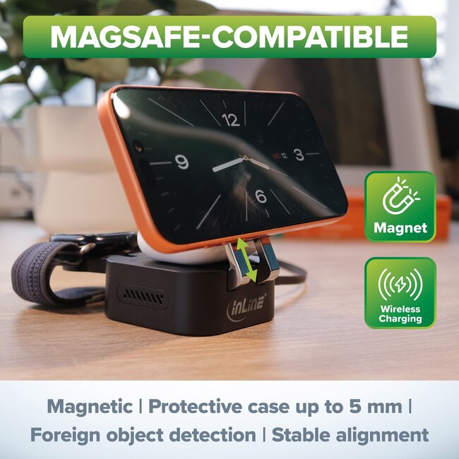InLine  3-in-1 draadloze lader | MagSafe | 18W
