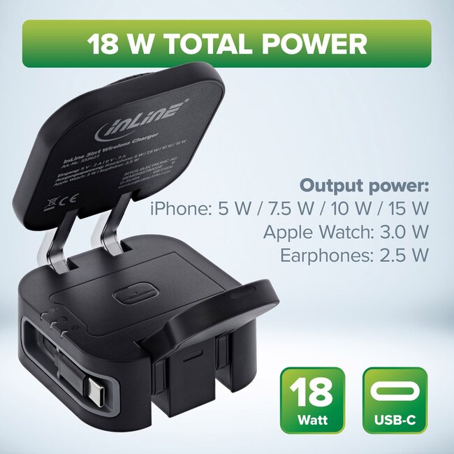 InLine  3-in-1 draadloze lader | MagSafe | 18W