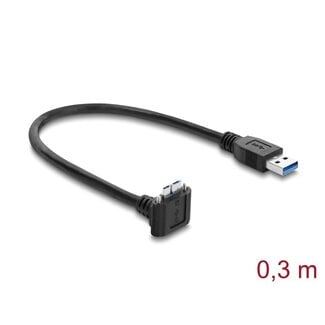 DeLOCK Delock USB 5 Gbps Cable USB Type-A male straight to USB Micro-B male with screw distance 18 mm 90° upwards angled 0.3 m black