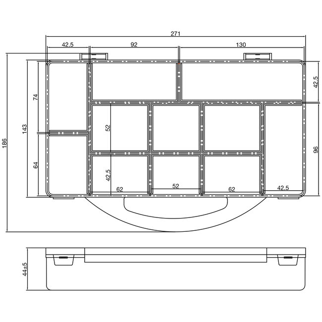 InLine® Kleine onderdelenbak, 11 compartimenten, afmetingen: 271x186x40mm