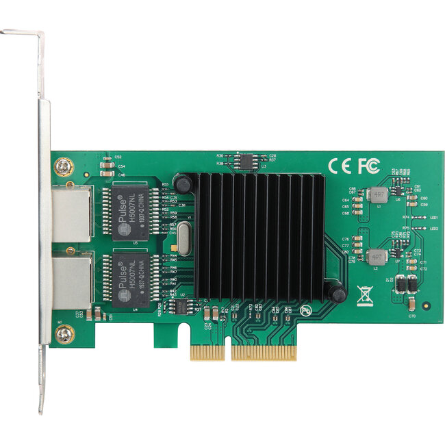 InLine® Dual Gigabit netwerkkaart, 2x RJ45 1 Gb/s, PCIe x4, incl. laagprofiel
