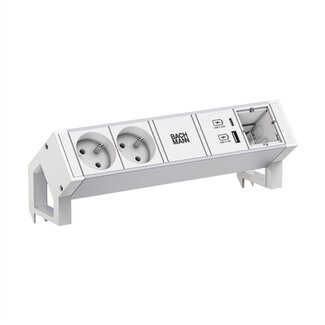 Bachmann BACHMANN DESK2 ALU WIT 2xUTE 1xCM 1xUSB A/C 22W 0,2m GST18