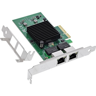 InLine InLine® Dual Gigabit netwerkkaart, 2x RJ45 1 Gb/s, PCIe x4, incl. laagprofiel
