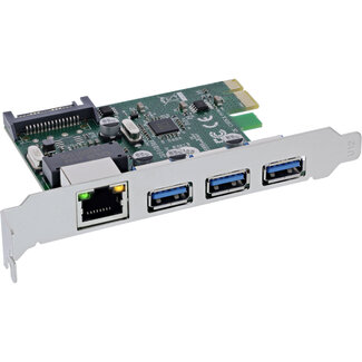 InLine InLine® Combo kaart Gigabit netwerk en USB 3.2 Gen.1, 1x RJ45, 3x USB-A, PCIe x1