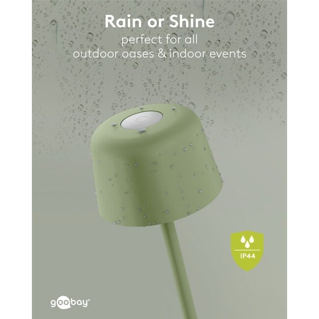 Goobay LED-tafellamp | 25 cm hoog | warm wit | dimbaar | oplaadbaar (USB-C) | groen | IP44