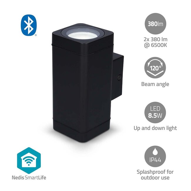 Nedis SmartLife buitenlamp | wandlamp | Bluetooth | RGB + warm/koel-wit | IP44