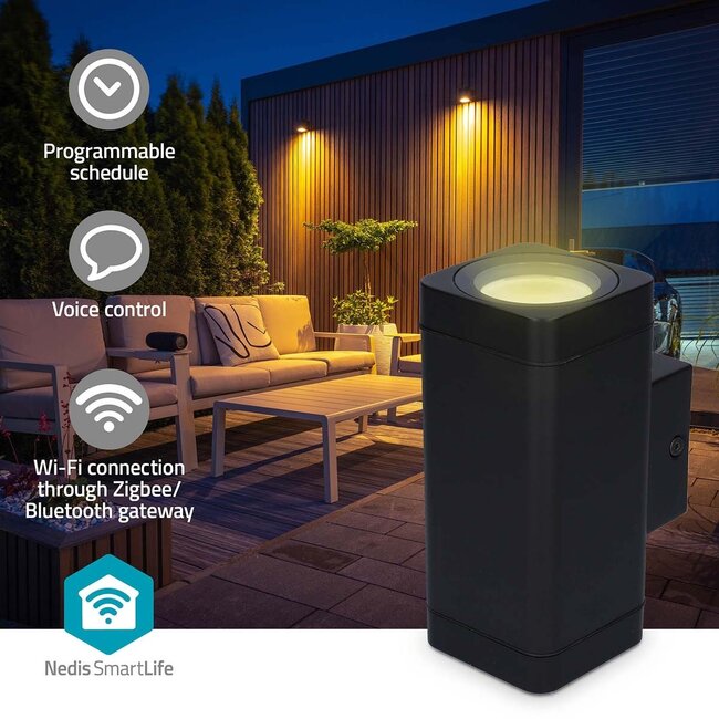 Nedis SmartLife buitenlamp | wandlamp | Bluetooth | RGB + warm/koel-wit | IP44