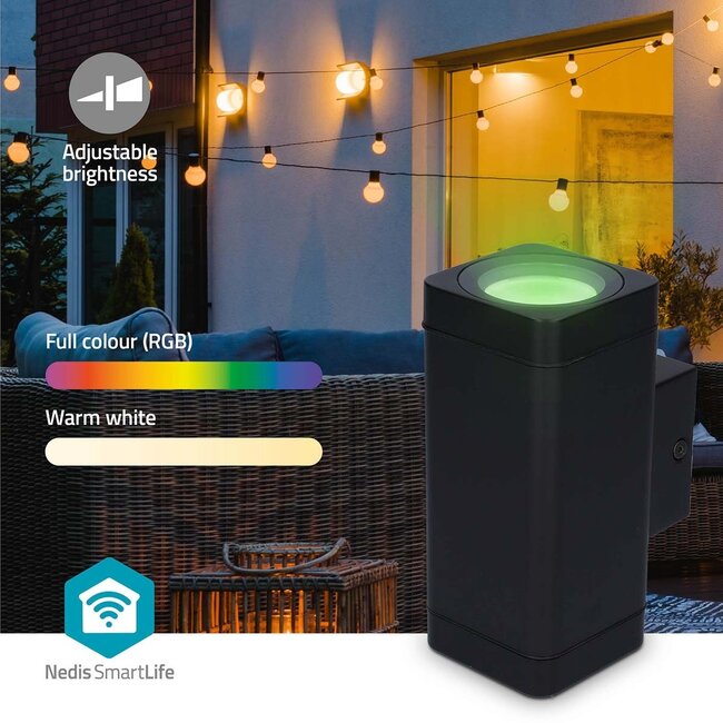 Nedis SmartLife buitenlamp | wandlamp | Bluetooth | RGB + warm/koel-wit | IP44