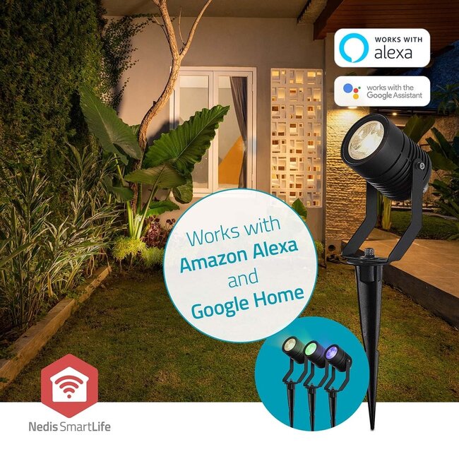 Nedis SmartLife buitenlamp set | 3 spots met grondpin | Zigbee | RGB + warm-wit | IP65