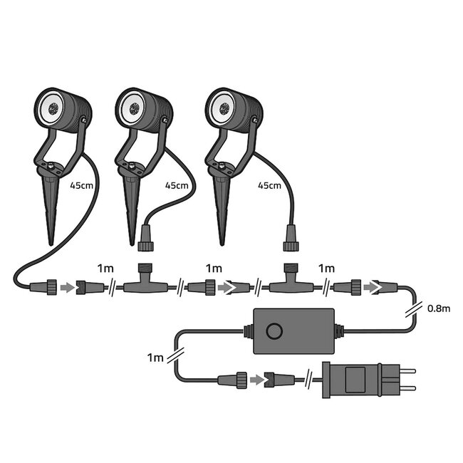 Nedis SmartLife buitenlamp set | 3 spots met grondpin | Zigbee | RGB + warm-wit | IP65