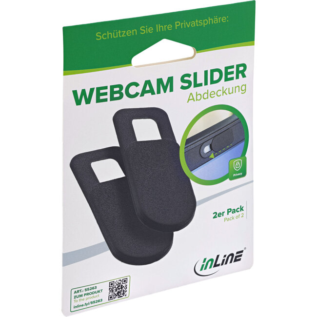 InLine® Webcam schuifdeksel, zwart, set van 2