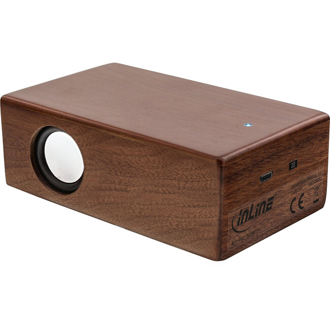 InLine® woodbrick, inductieluidspreker in echt houten behuizing, walnoot