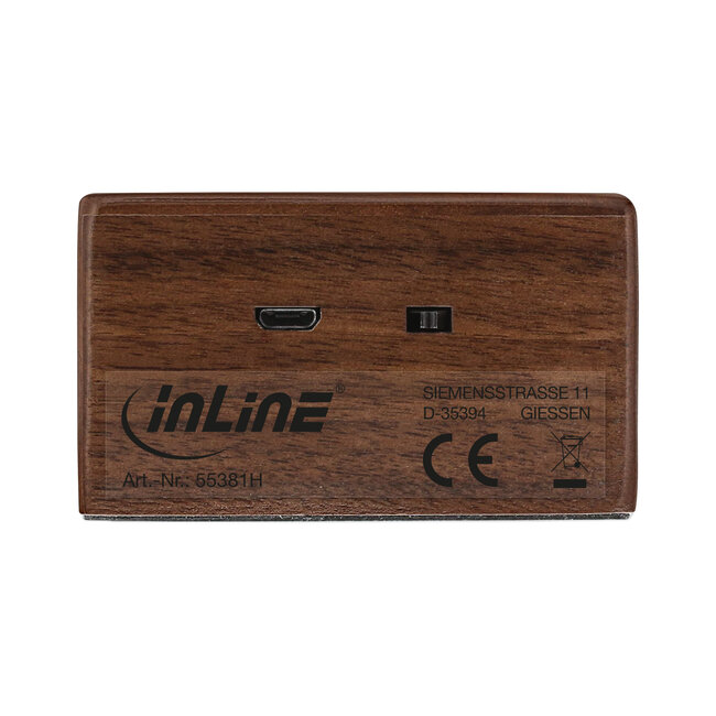 InLine® woodbrick, inductieluidspreker in echt houten behuizing, walnoot