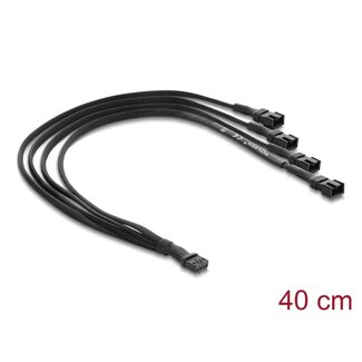 DeLOCK Delock Fan Cable Splitter 1 x 4 pin PWM female to male + 3 x 4 pin (3 pins connected) male with braided jacket 40 cm black