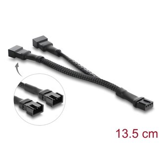 DeLOCK Delock Y-Fan Cable 1 x 4 pin PWM female to 2 x 4 pin PWM male with braided jacket 13.5 cm black