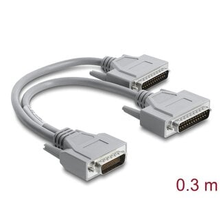 DeLOCK Delock Y-Cable Adapter Serial RS-232 LFH D-Sub HD 60 pin male to 2 x D-Sub 25 pin male 0.3 m grey