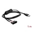 Delock Fan Cable USB Type-A male to 2 x 4 pin fan connector male (2 pins connected) with switch 1 m